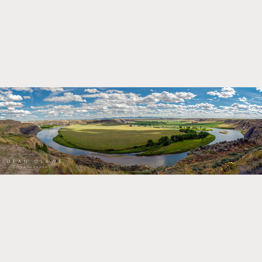 Missouri River Horseshoe Bend and Highwood Mountains, 36x12, Canvas Print